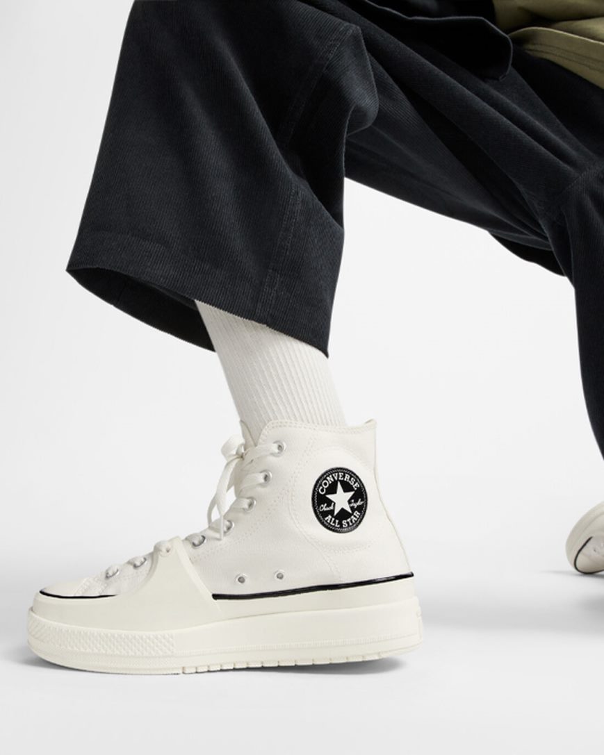 Dámské Boty Vysoké Converse Chuck Taylor All Star Construct Bílé Černé | CZ LANP69